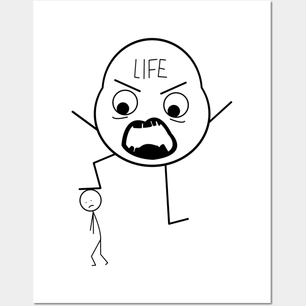 Guy with bad life - stick figures Wall Art by bubble_designer